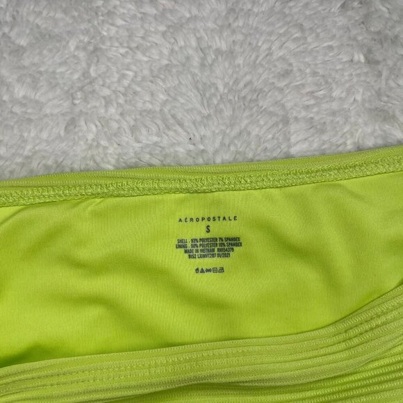 Aeropostale Bikini Swimsuit Small Bright Green Yellow High Rise Waist Chartreuse - Picture 5 of 8
